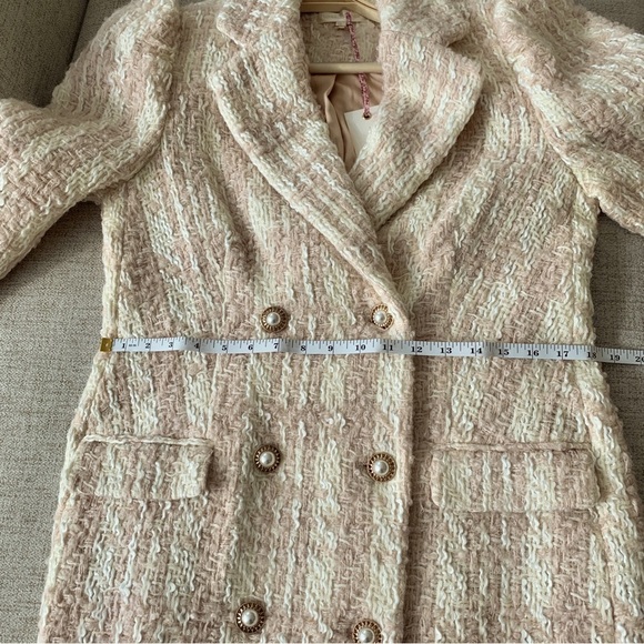 [🌟 PRICE FIRM] LoveShackFancy Plaid Tweed Pearl Button Long Trench Coat - Picture 15 of 16